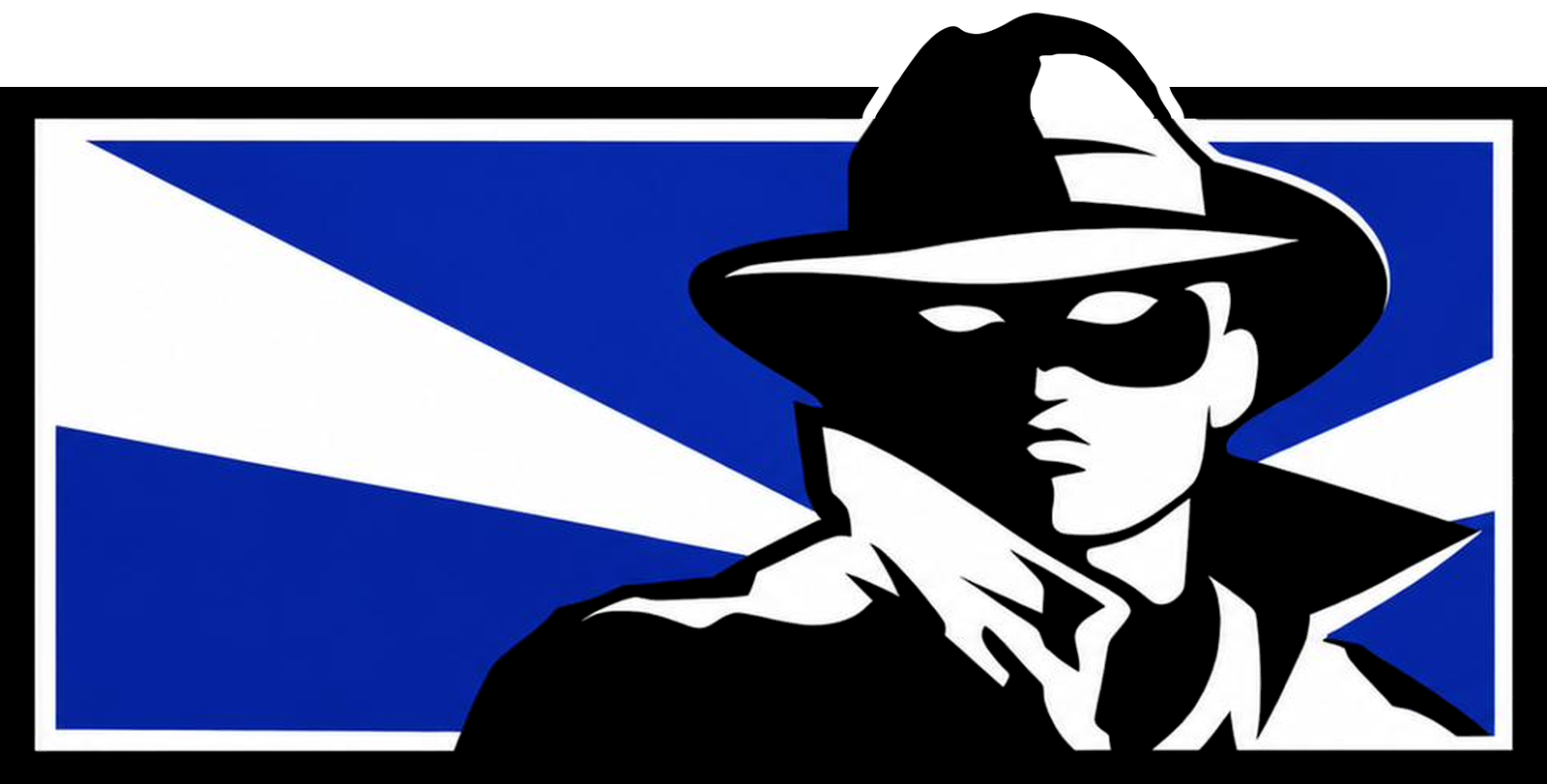 The Secret Legion emblem: a masked man in a fedora against rays of blue light
